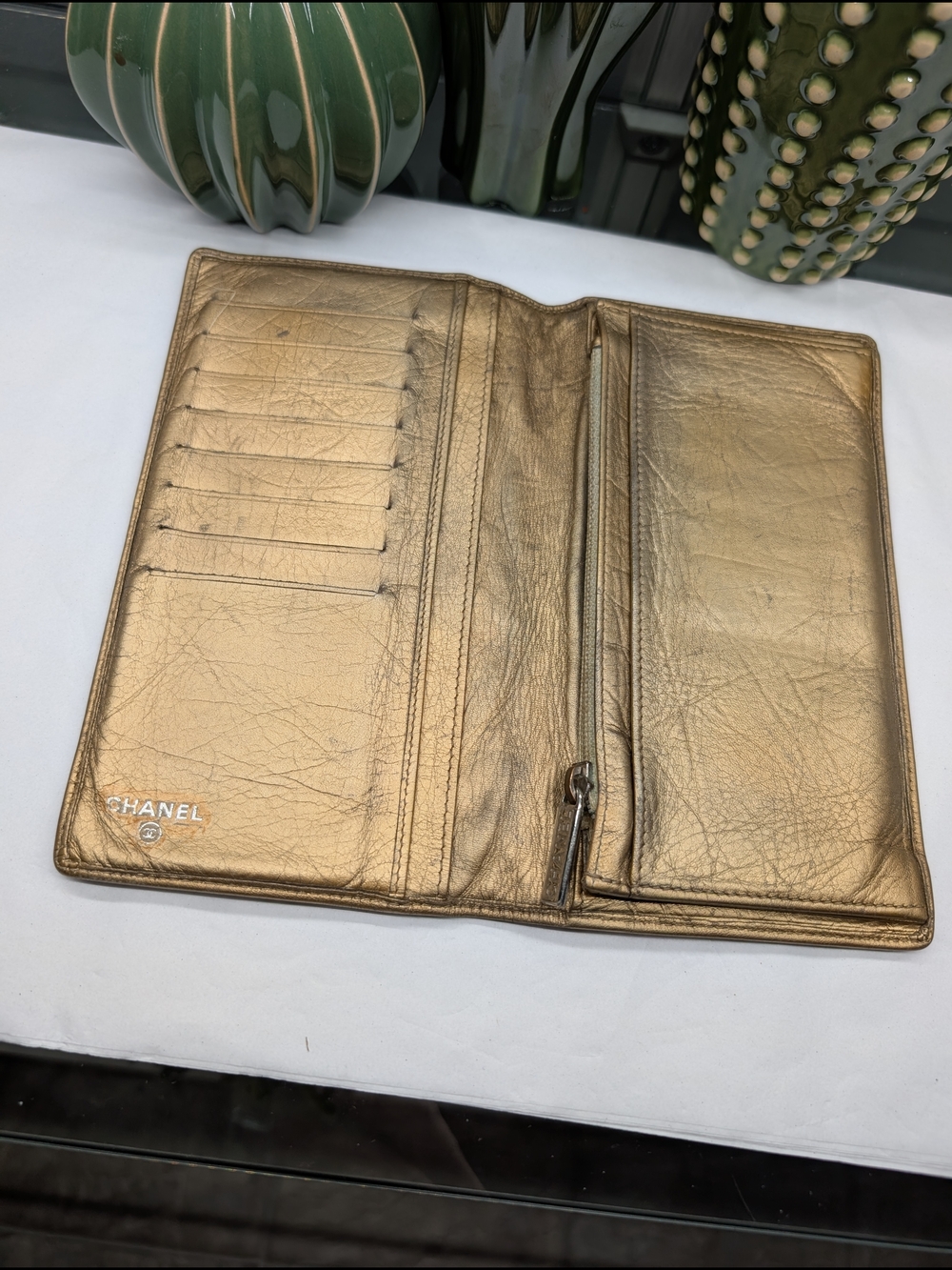Chanel Quilted CC Wallet in Metallic Gold W/Authenticity Card - Picture 10 of 11